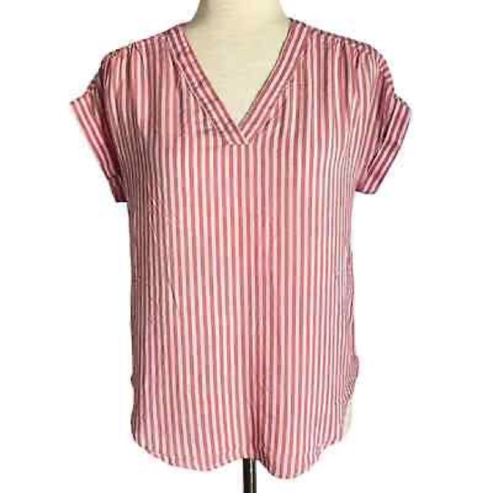 Coral Striped Top